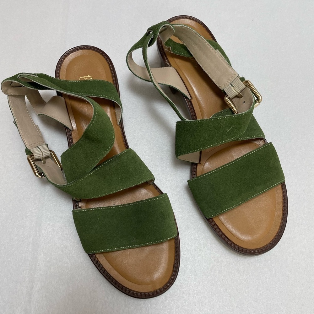 Boden Green Suede Strappy Block Heel Dress Sandals